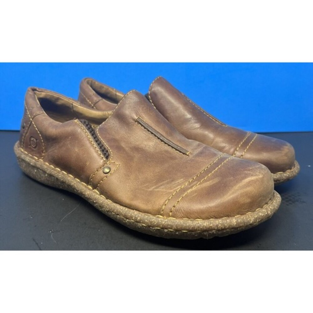 BORN Leather Women's Clogs Loafers Size 7.5 Casual Brown Leather‎ Shoes W62448